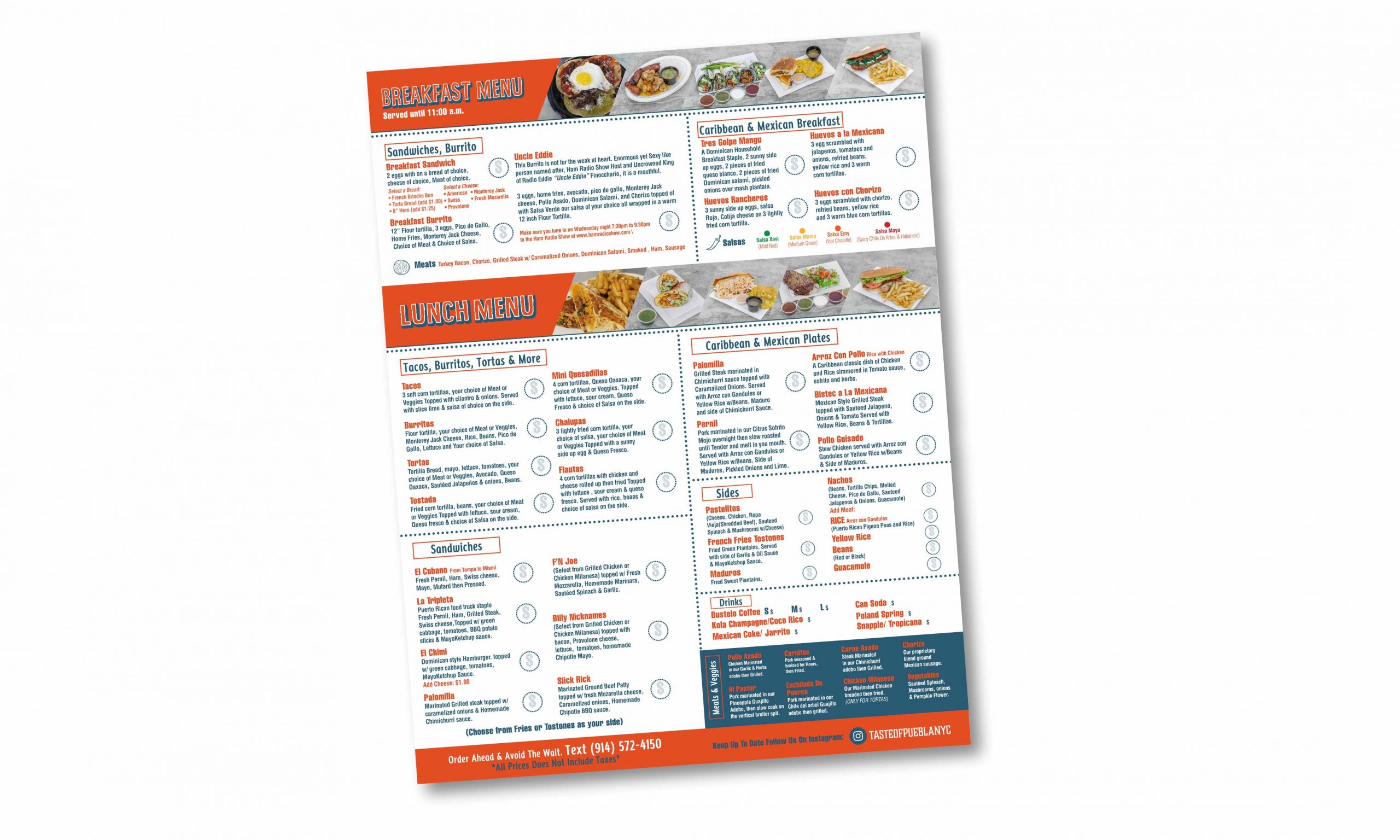 Taste Of Puebla Branding & Food Truck Menu