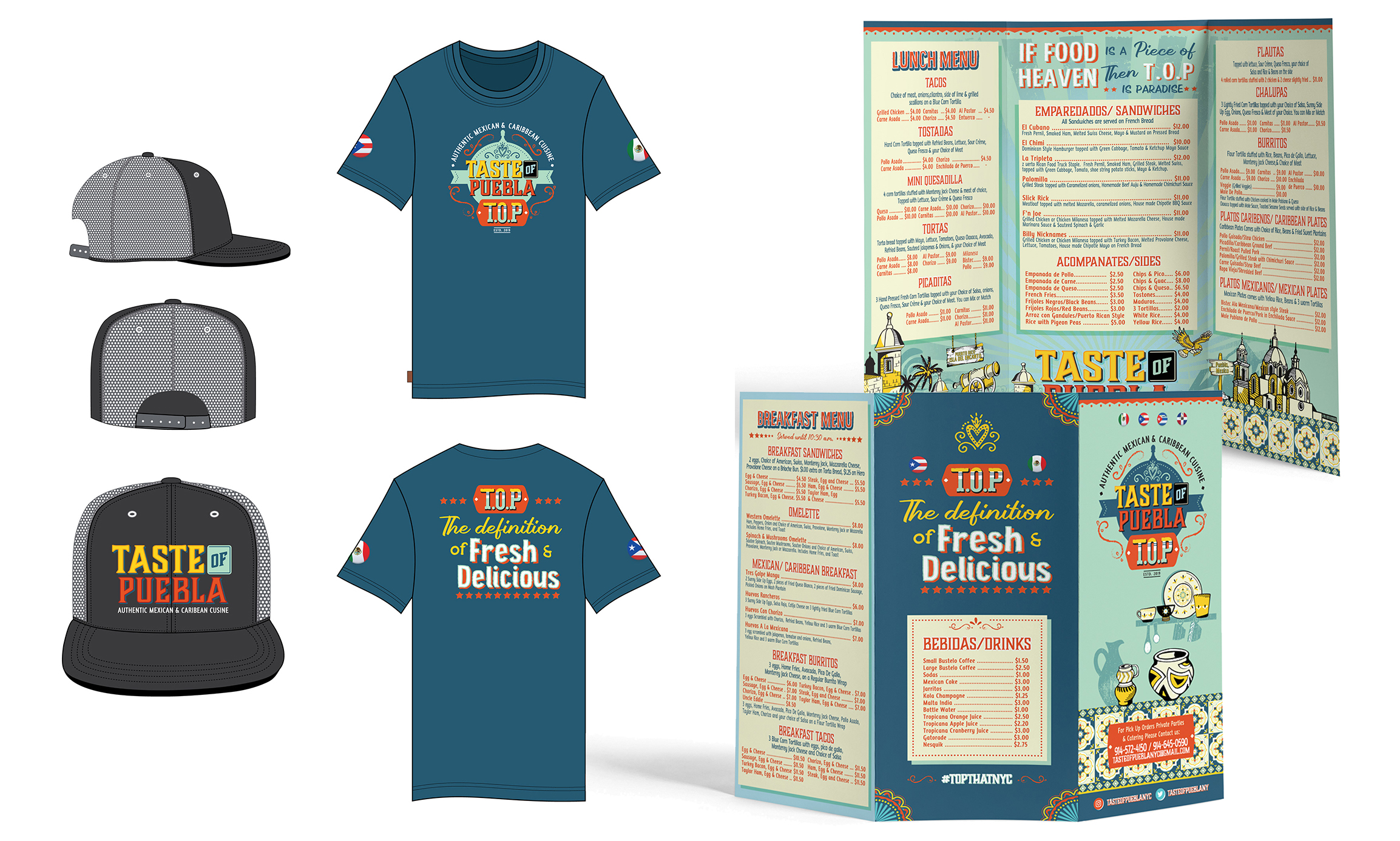 Taste Of Puebla Branding & Food Truck Menu